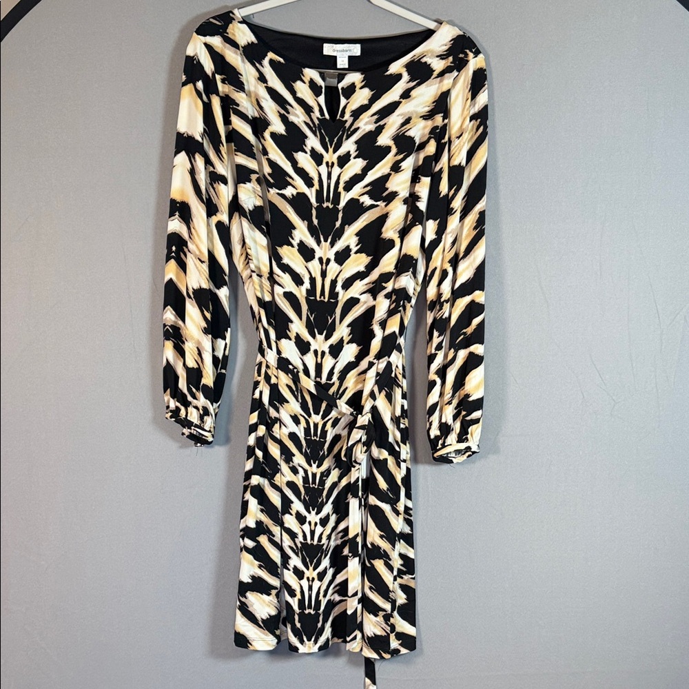 Dressbarn Black and Cream Long Sleeve Dress